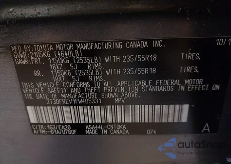 2015 Toyota Rav 4 Sl from USA, damaged, VIN 5N1AT2MV4FC845952